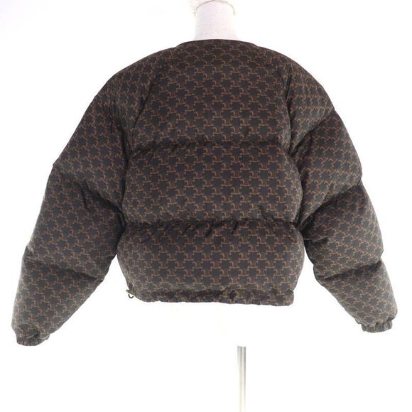 Celine 2w782344n Triomphe Macadam Bomber Down Jacket Outerwear Brown 40 Made In - Picture 3 of 13